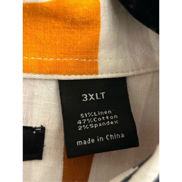 Sean John men's Linen / cotton shirt sz 3XLT abstract colorful - Picture 7 of 10